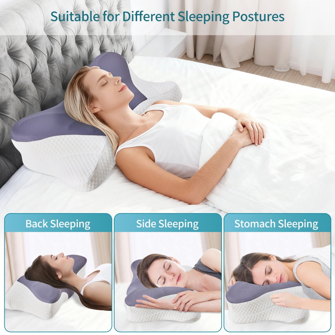 RestAlign orthopedic cervical memory foam pillow for neck pain relief in white